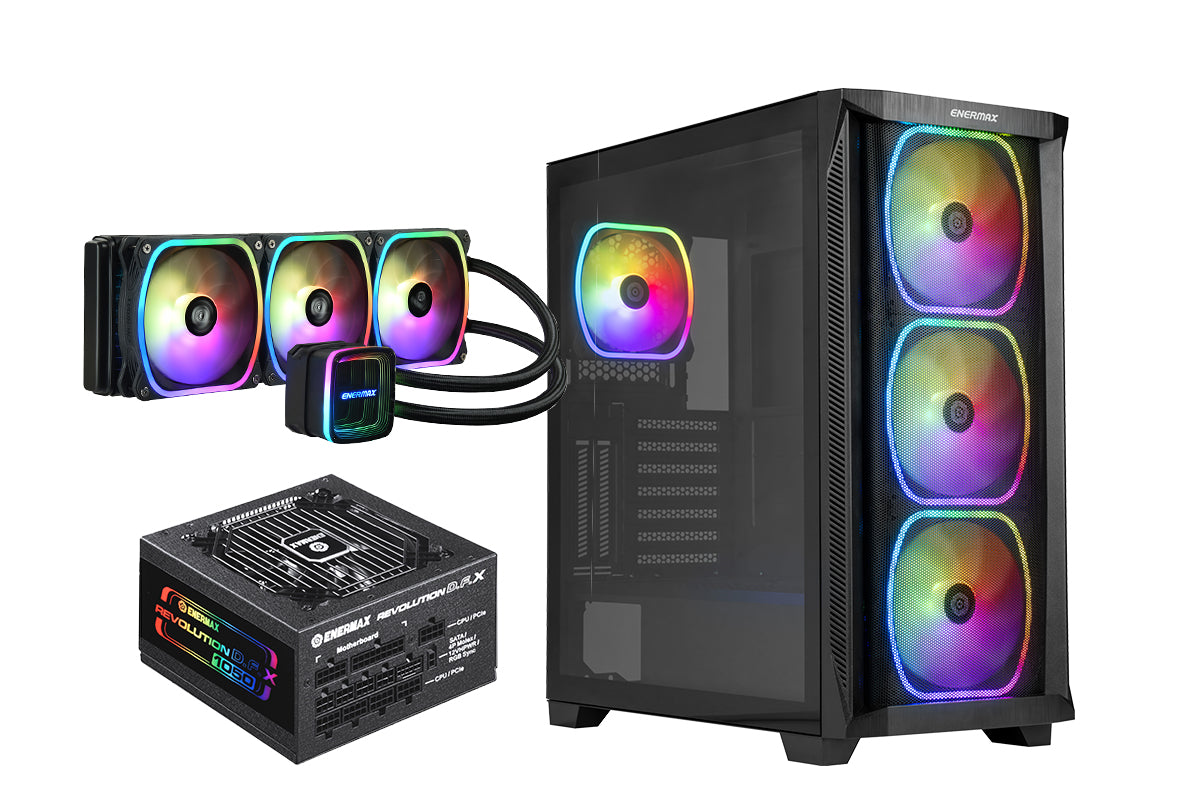 SK30 Airflow Case with 360mm AIO Cooler and Power Supply Bundle
