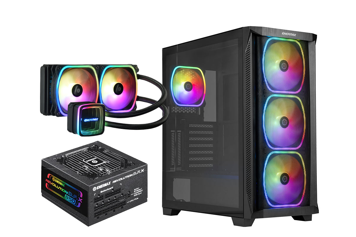 SK30 Airflow Case with 240mm AIO Cooler and Power Supply Bundle