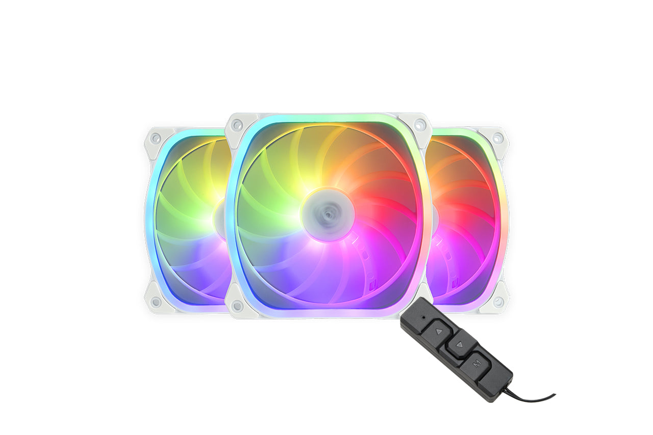 SquA ADV aRGB 120MM PWM Fan - White (3-Pack)